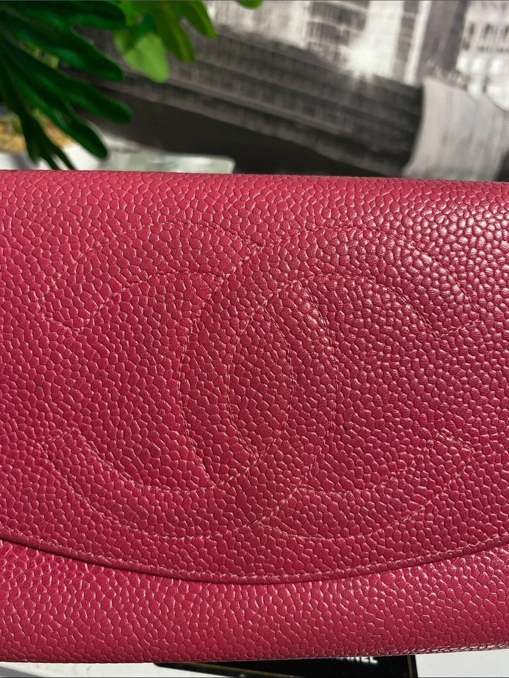 Authentic CHANEL COCO Mark Pink Caviar Skin Flap Purse